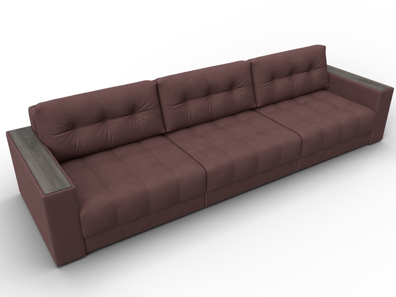 Диван прямой с декором Лига-049 НПБ Лонг, Замша, JOLY 09 бордовый