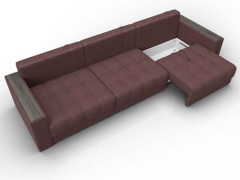 Диван прямой с декором Лига-049 НПБ Лонг, Замша, JOLY 09 бордовый