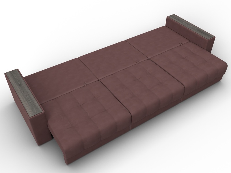 Диван прямой с декором Лига-049 НПБ Лонг, Замша, JOLY 09 бордовый