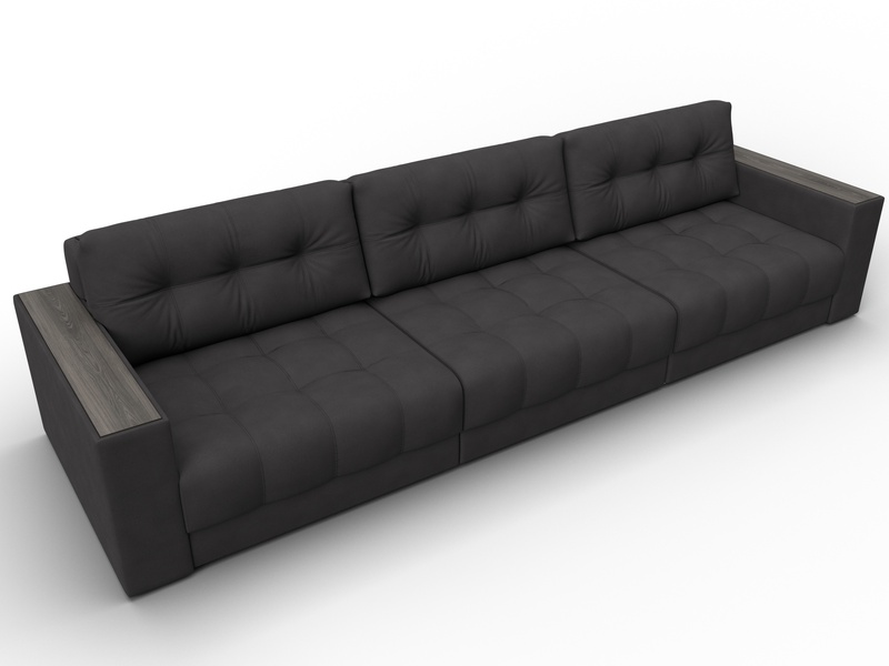 Диван прямой с декором Лига-049 НПБ Лонг, Замша, JOLY 08 коричневый