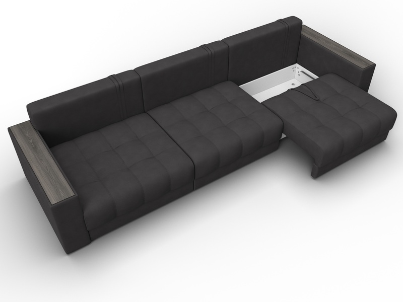 Диван прямой с декором Лига-049 НПБ Лонг, Замша, JOLY 08 коричневый