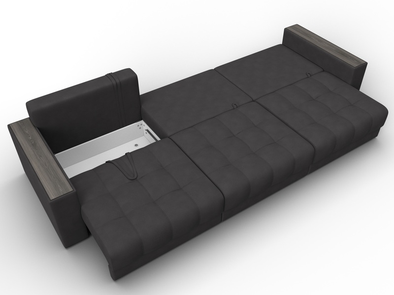 Диван прямой с декором Лига-049 НПБ Лонг, Замша, JOLY 08 коричневый