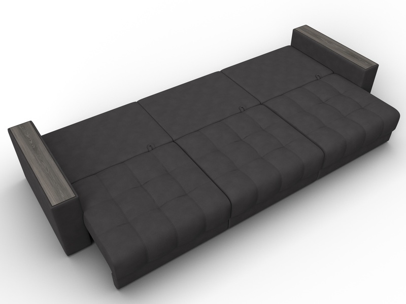 Диван прямой с декором Лига-049 НПБ Лонг, Замша, JOLY 08 коричневый