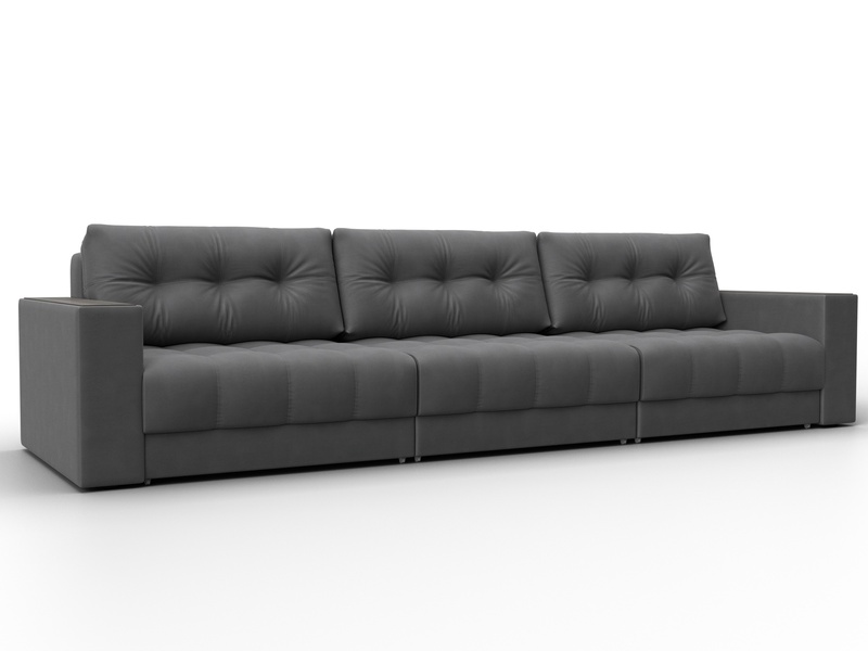 Диван прямой с декором Лига-049 НПБ Лонг, Замша, JOLY 13 серый