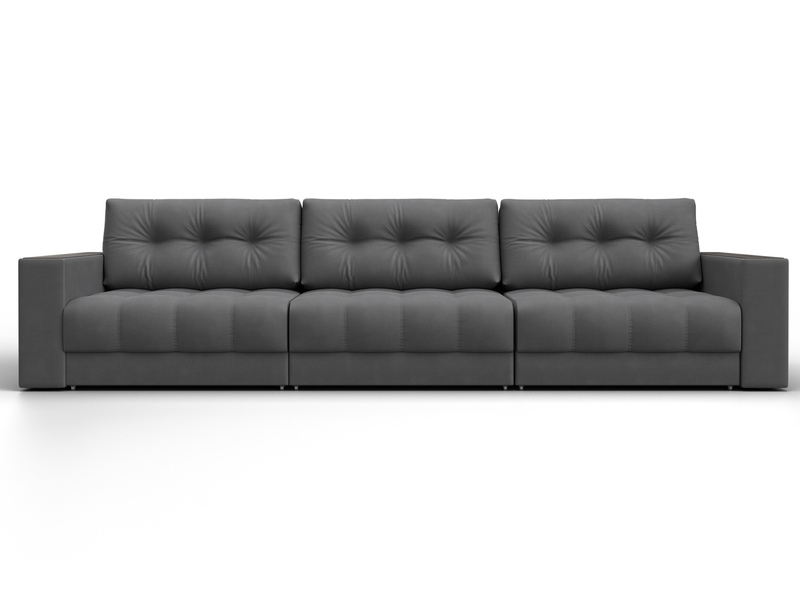 Диван прямой с декором Лига-049 НПБ Лонг, Замша, JOLY 13 серый