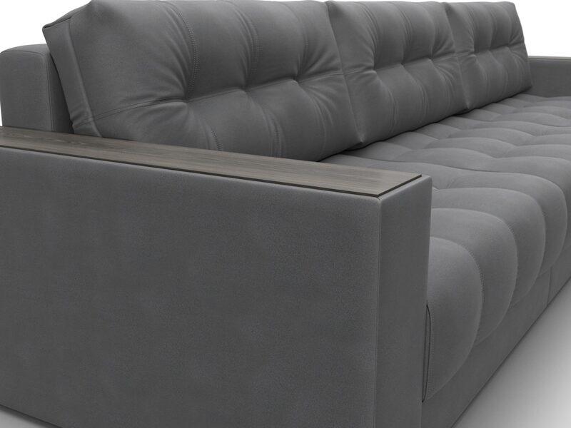 Диван прямой с декором Лига-049 НПБ Лонг, Замша, JOLY 13 серый