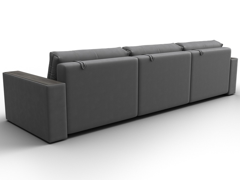 Диван прямой с декором Лига-049 НПБ Лонг, Замша, JOLY 13 серый