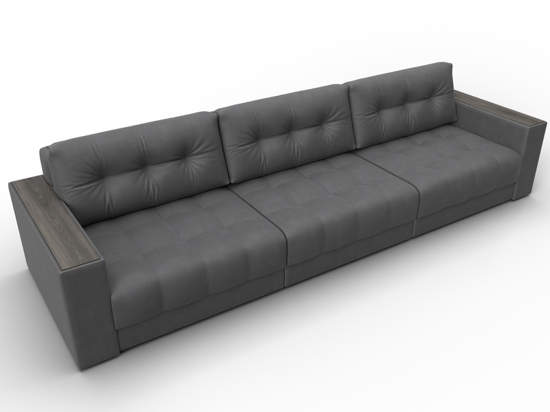 Диван прямой с декором Лига-049 НПБ Лонг, Замша, JOLY 13 серый