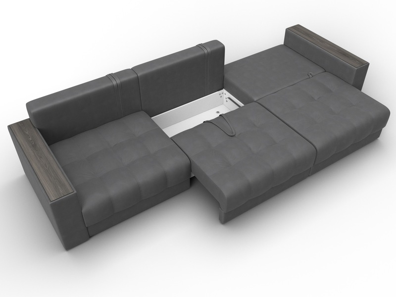 Диван прямой с декором Лига-049 НПБ Лонг, Замша, JOLY 13 серый