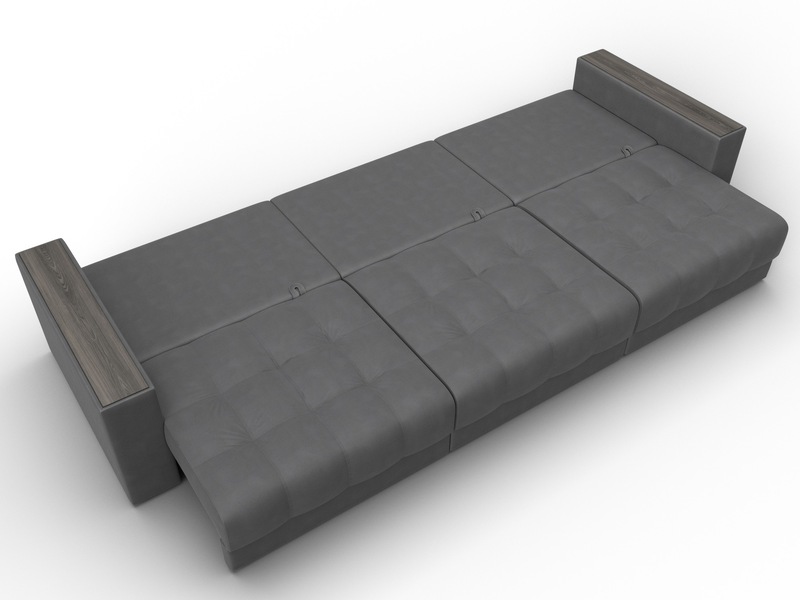 Диван прямой с декором Лига-049 НПБ Лонг, Замша, JOLY 13 серый