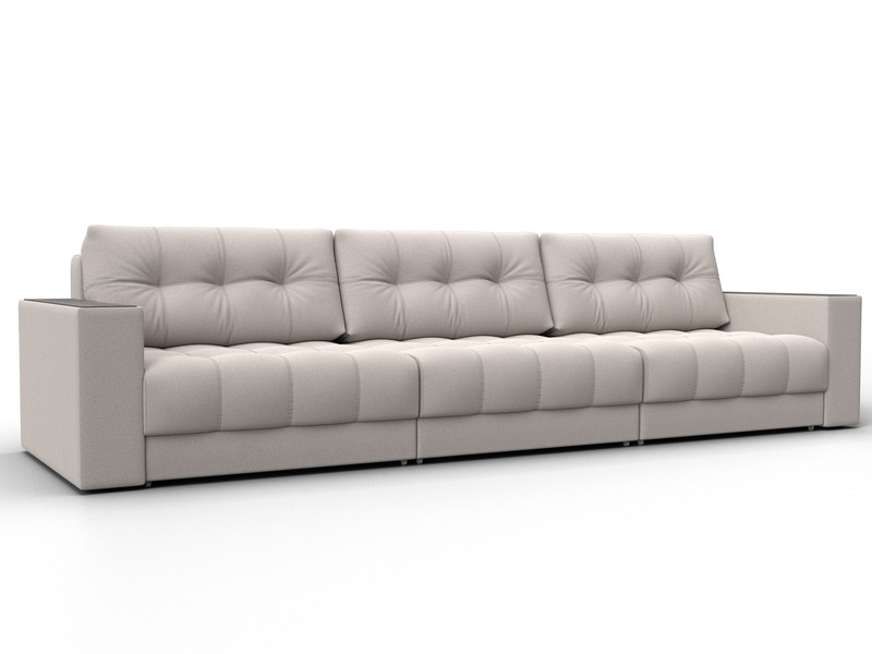 Диван прямой с декором Лига-049 НПБ Лонг, Замша, JOLY 05 бежевый