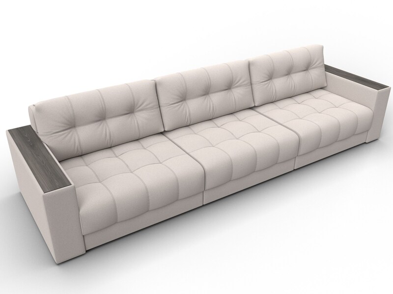 Диван прямой с декором Лига-049 НПБ Лонг, Замша, JOLY 05 бежевый