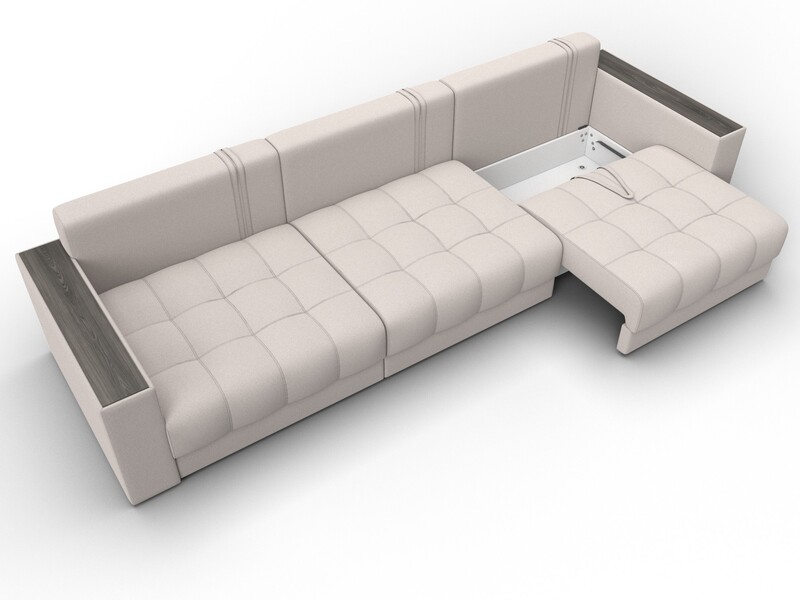 Диван прямой с декором Лига-049 НПБ Лонг, Замша, JOLY 05 бежевый