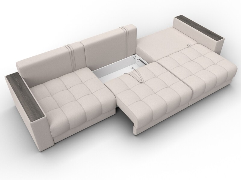 Диван прямой с декором Лига-049 НПБ Лонг, Замша, JOLY 05 бежевый
