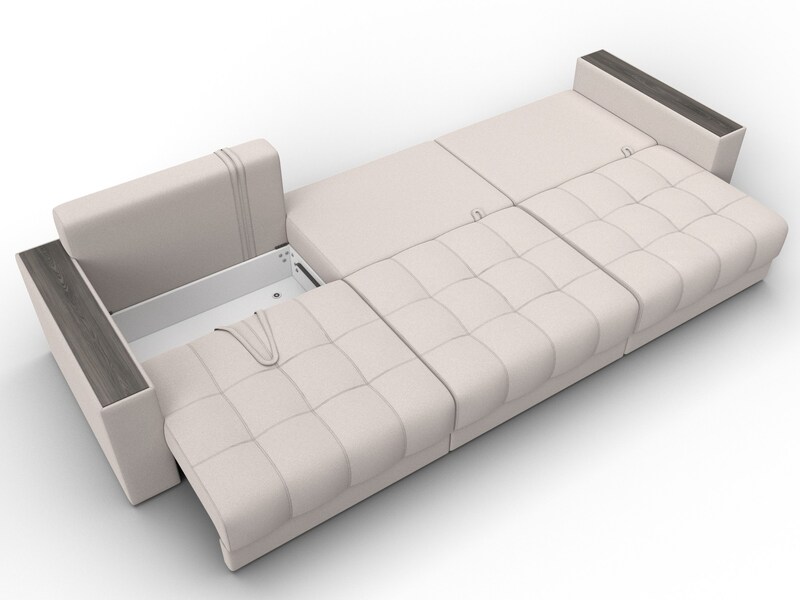 Диван прямой с декором Лига-049 НПБ Лонг, Замша, JOLY 05 бежевый