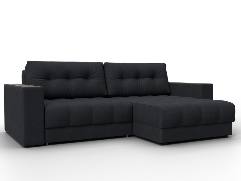 Диван угловой с декором Лига-049 НПБ, Замша, JOLY 16 темно-серый