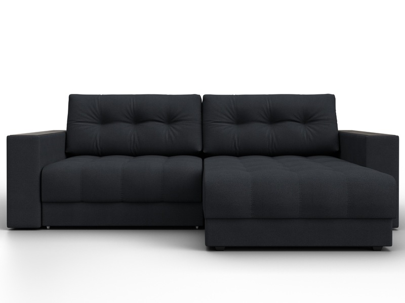 Диван угловой с декором Лига-049 НПБ, Замша, JOLY 16 темно-серый