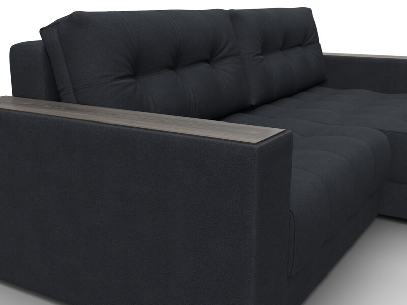 Диван угловой с декором Лига-049 НПБ, Замша, JOLY 16 темно-серый