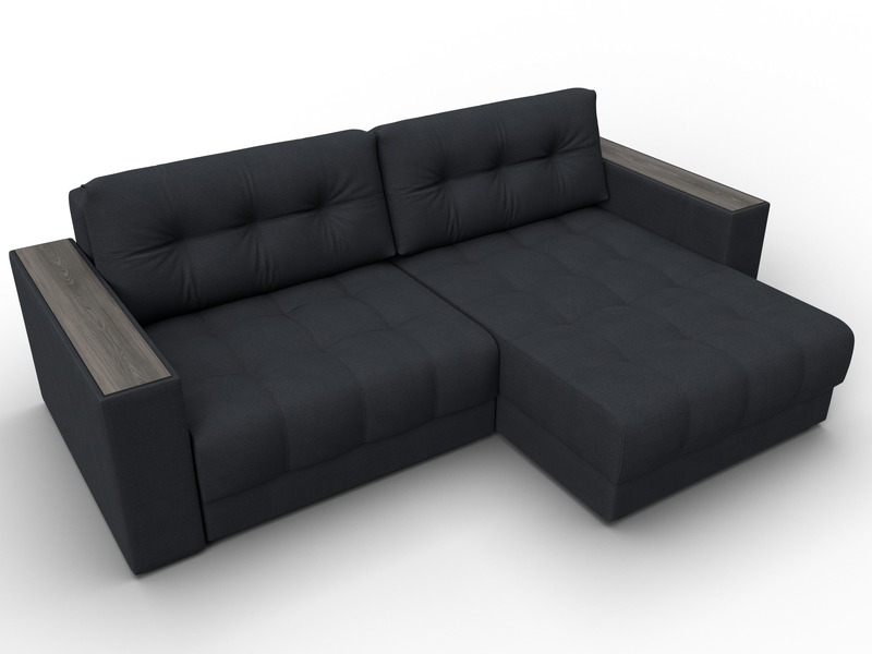 Диван угловой с декором Лига-049 НПБ, Замша, JOLY 16 темно-серый