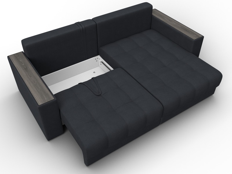 Диван угловой с декором Лига-049 НПБ, Замша, JOLY 16 темно-серый