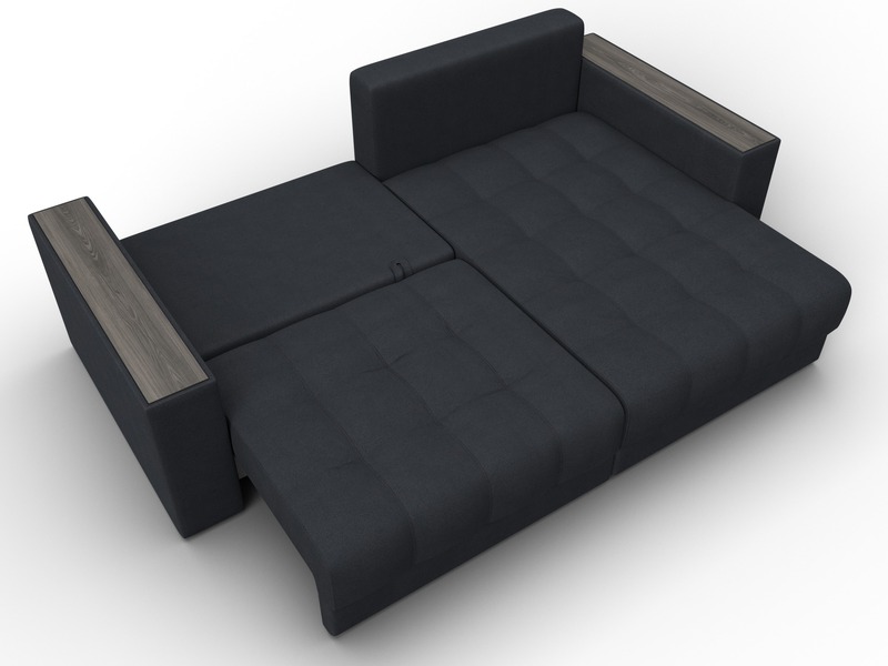 Диван угловой с декором Лига-049 НПБ, Замша, JOLY 16 темно-серый