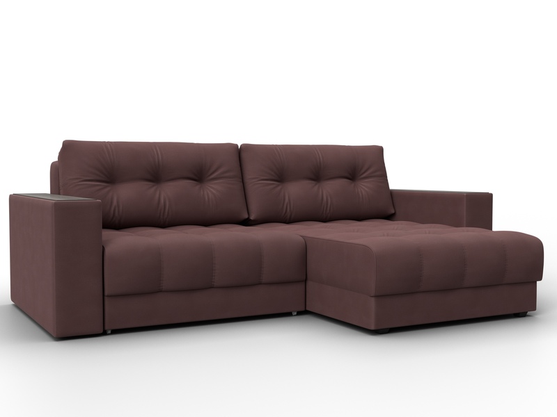 Диван угловой с декором Лига-049 НПБ, Замша, JOLY 09 бордовый