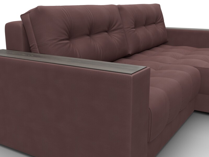 Диван угловой с декором Лига-049 НПБ, Замша, JOLY 09 бордовый