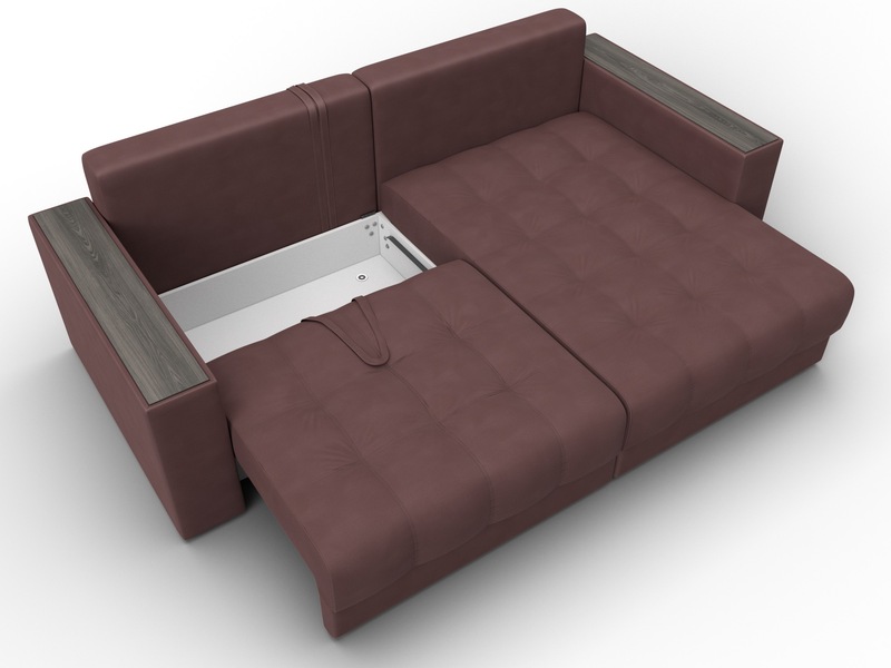 Диван угловой с декором Лига-049 НПБ, Замша, JOLY 09 бордовый