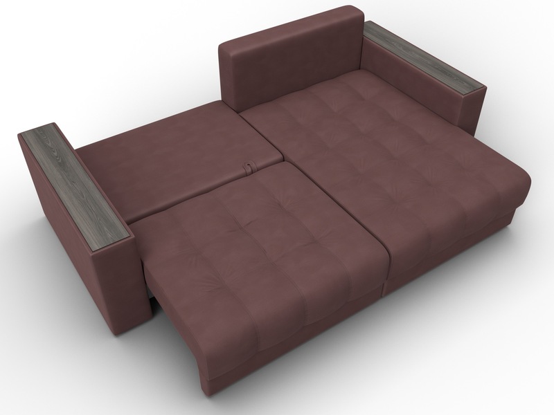 Диван угловой с декором Лига-049 НПБ, Замша, JOLY 09 бордовый