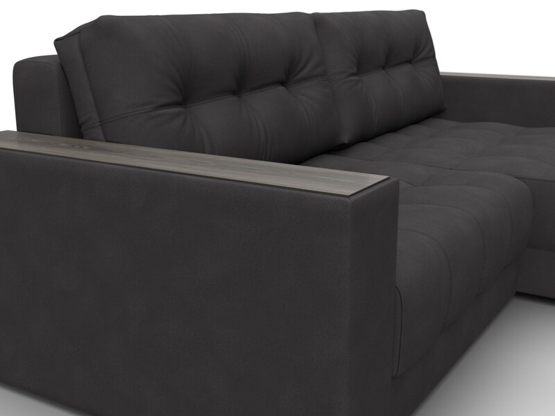 Диван угловой с декором Лига-049 НПБ, Замша, JOLY 08 коричневый