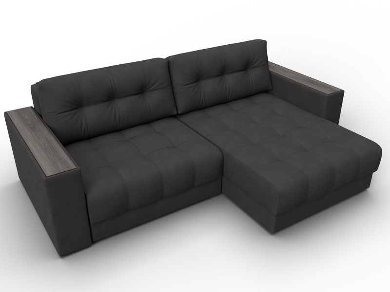 Диван угловой с декором Лига-049 НПБ, Замша, JOLY 08 коричневый