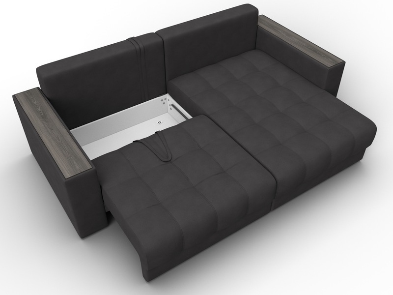 Диван угловой с декором Лига-049 НПБ, Замша, JOLY 08 коричневый