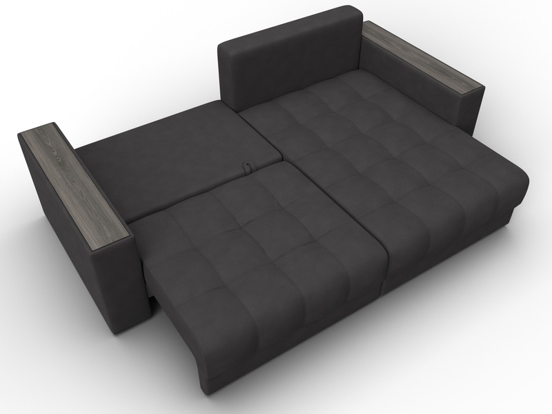 Диван угловой с декором Лига-049 НПБ, Замша, JOLY 08 коричневый