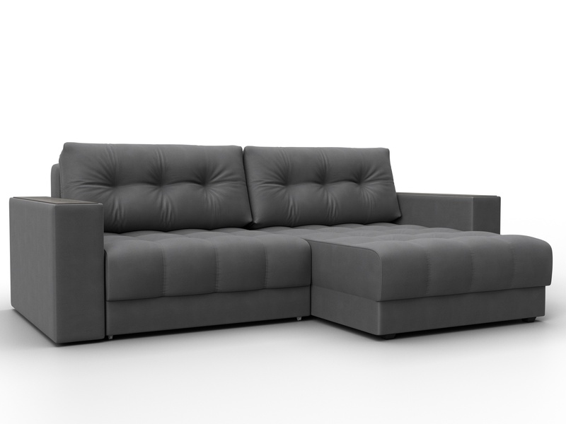 Диван угловой с декором Лига-049 НПБ, Замша, JOLY 13 серый