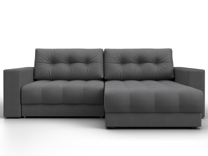 Диван угловой с декором Лига-049 НПБ, Замша, JOLY 13 серый