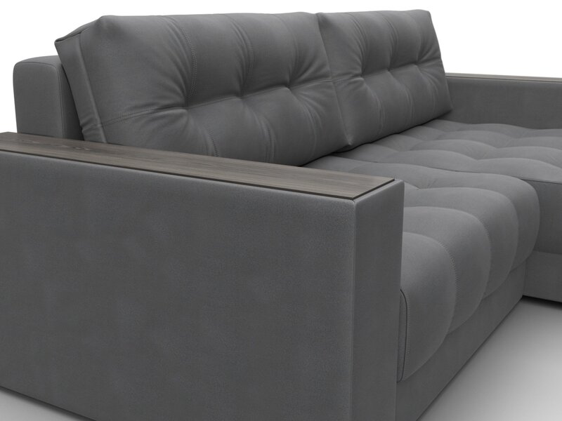 Диван угловой с декором Лига-049 НПБ, Замша, JOLY 13 серый