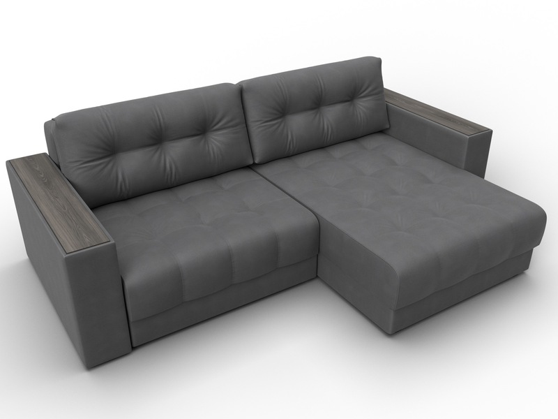 Диван угловой с декором Лига-049 НПБ, Замша, JOLY 13 серый