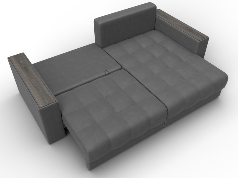 Диван угловой с декором Лига-049 НПБ, Замша, JOLY 13 серый