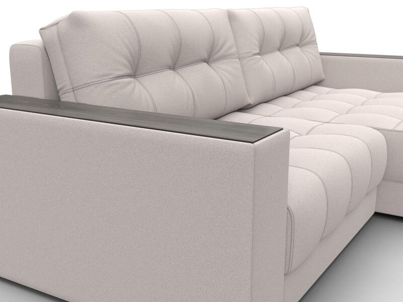 Диван угловой с декором Лига-049 НПБ, Замша, JOLY 05 бежевый