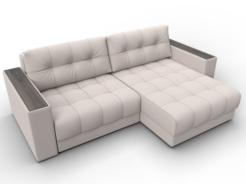 Диван угловой с декором Лига-049 НПБ, Замша, JOLY 05 бежевый