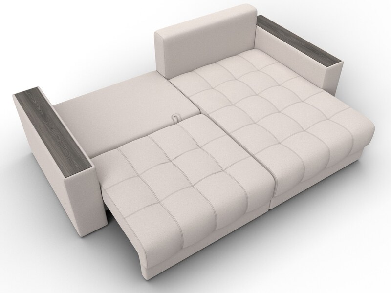 Диван угловой с декором Лига-049 НПБ, Замша, JOLY 05 бежевый