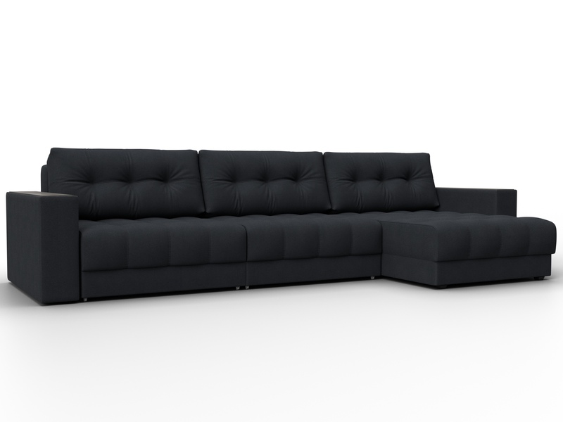 Диван угловой с декором Лига-049 НПБ Лонг, Замша, JOLY 16 темно-серый