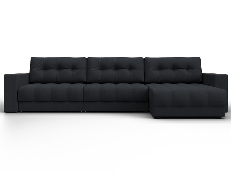 Диван угловой с декором Лига-049 НПБ Лонг, Замша, JOLY 16 темно-серый