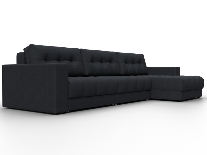 Диван угловой с декором Лига-049 НПБ Лонг, Замша, JOLY 16 темно-серый