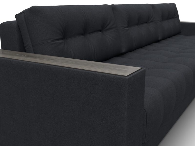 Диван угловой с декором Лига-049 НПБ Лонг, Замша, JOLY 16 темно-серый