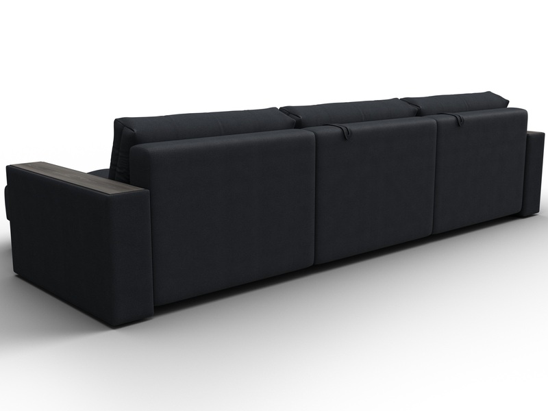 Диван угловой с декором Лига-049 НПБ Лонг, Замша, JOLY 16 темно-серый