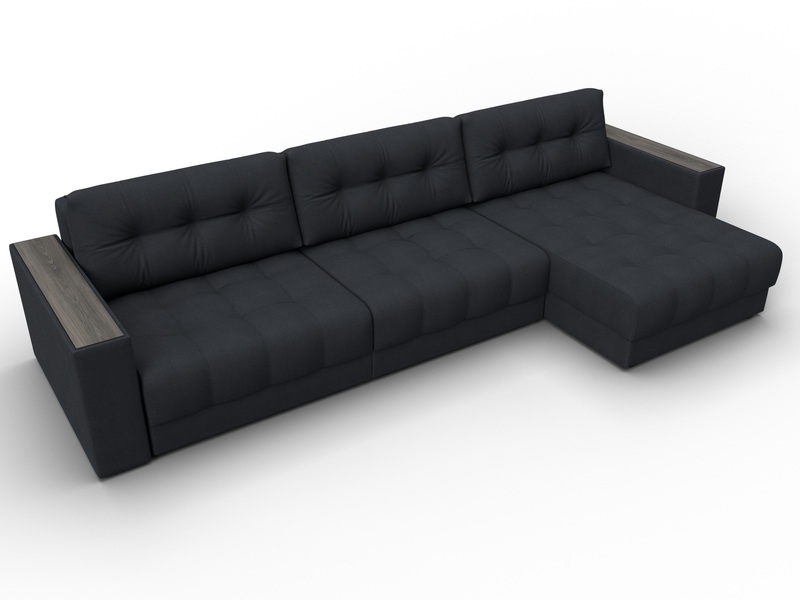 Диван угловой с декором Лига-049 НПБ Лонг, Замша, JOLY 16 темно-серый