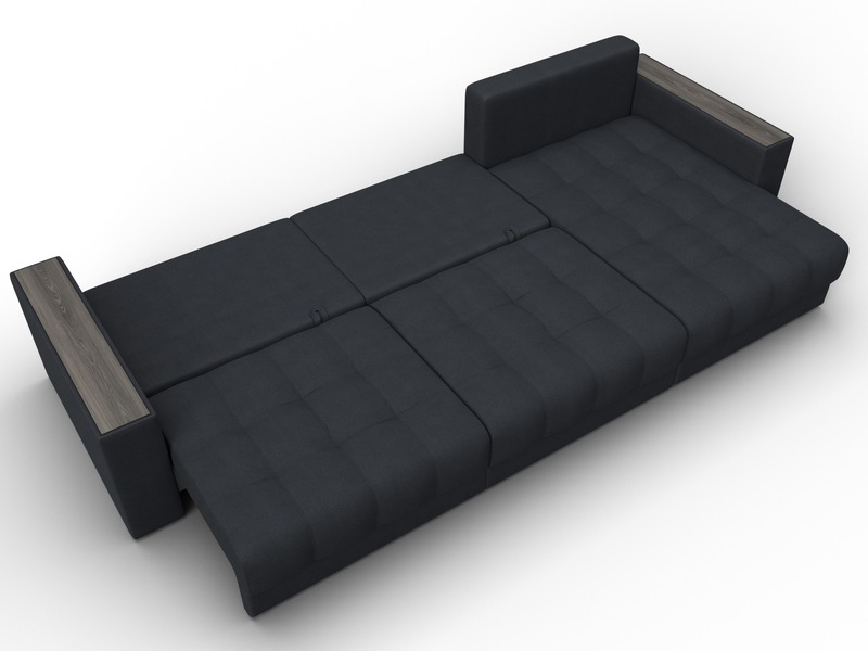 Диван угловой с декором Лига-049 НПБ Лонг, Замша, JOLY 16 темно-серый