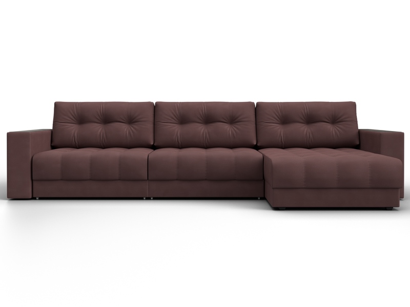 Диван угловой с декором Лига-049 НПБ Лонг, Замша, JOLY 09 бордовый