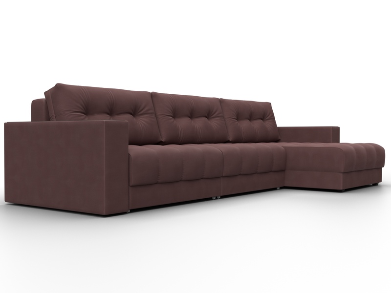Диван угловой с декором Лига-049 НПБ Лонг, Замша, JOLY 09 бордовый